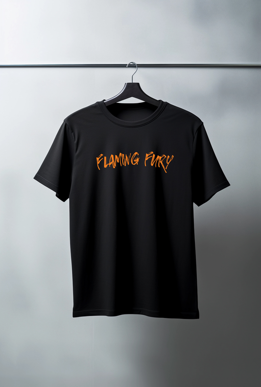 Flaming Fury – تيشيرت أسود بطابع ناري